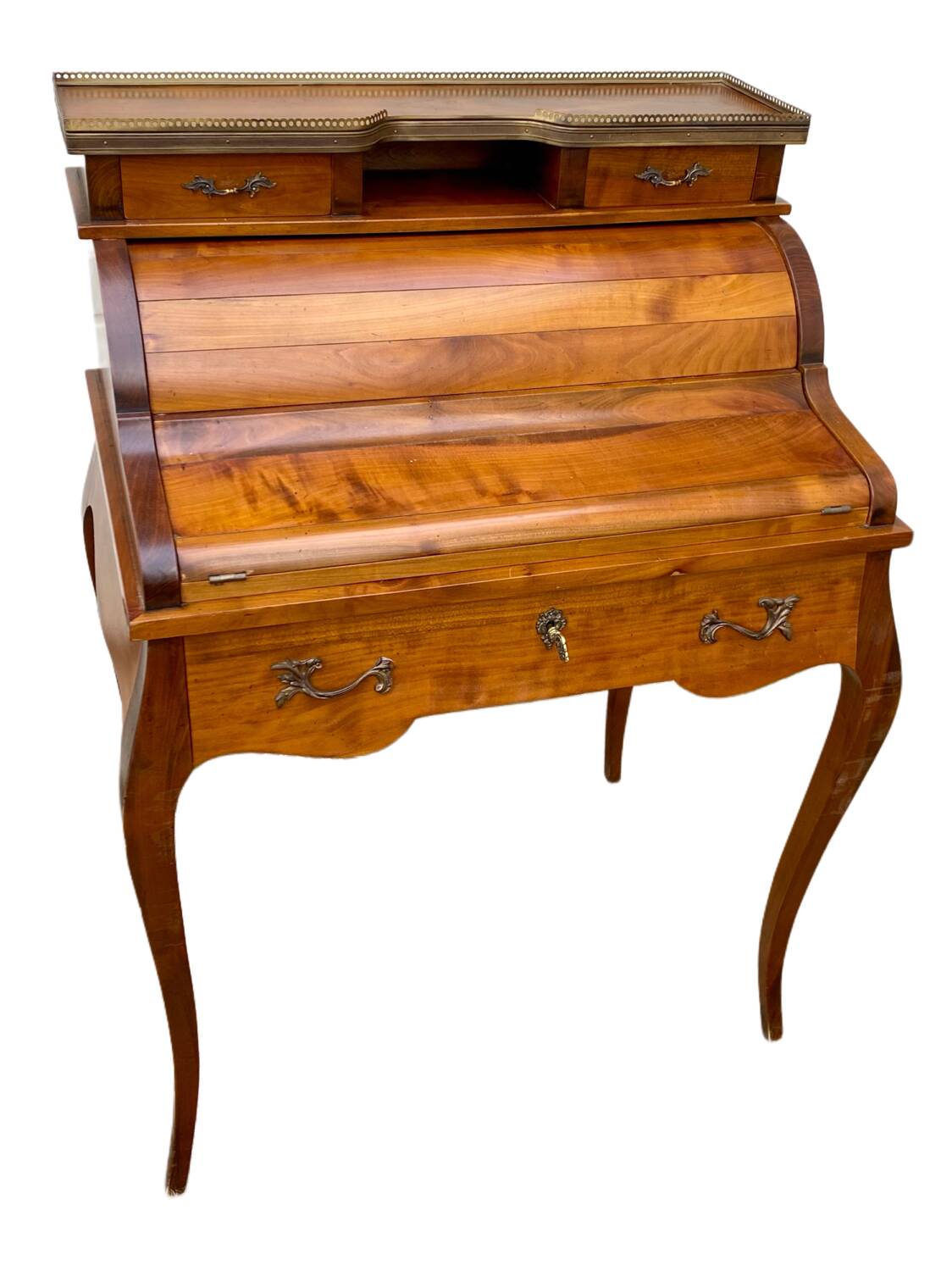 Secrétaire bureau à cylindre de style Louis XV, 6 tiroirs