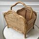 Magazine holder / Pine hutch in rattan, bamboo and canning 70s