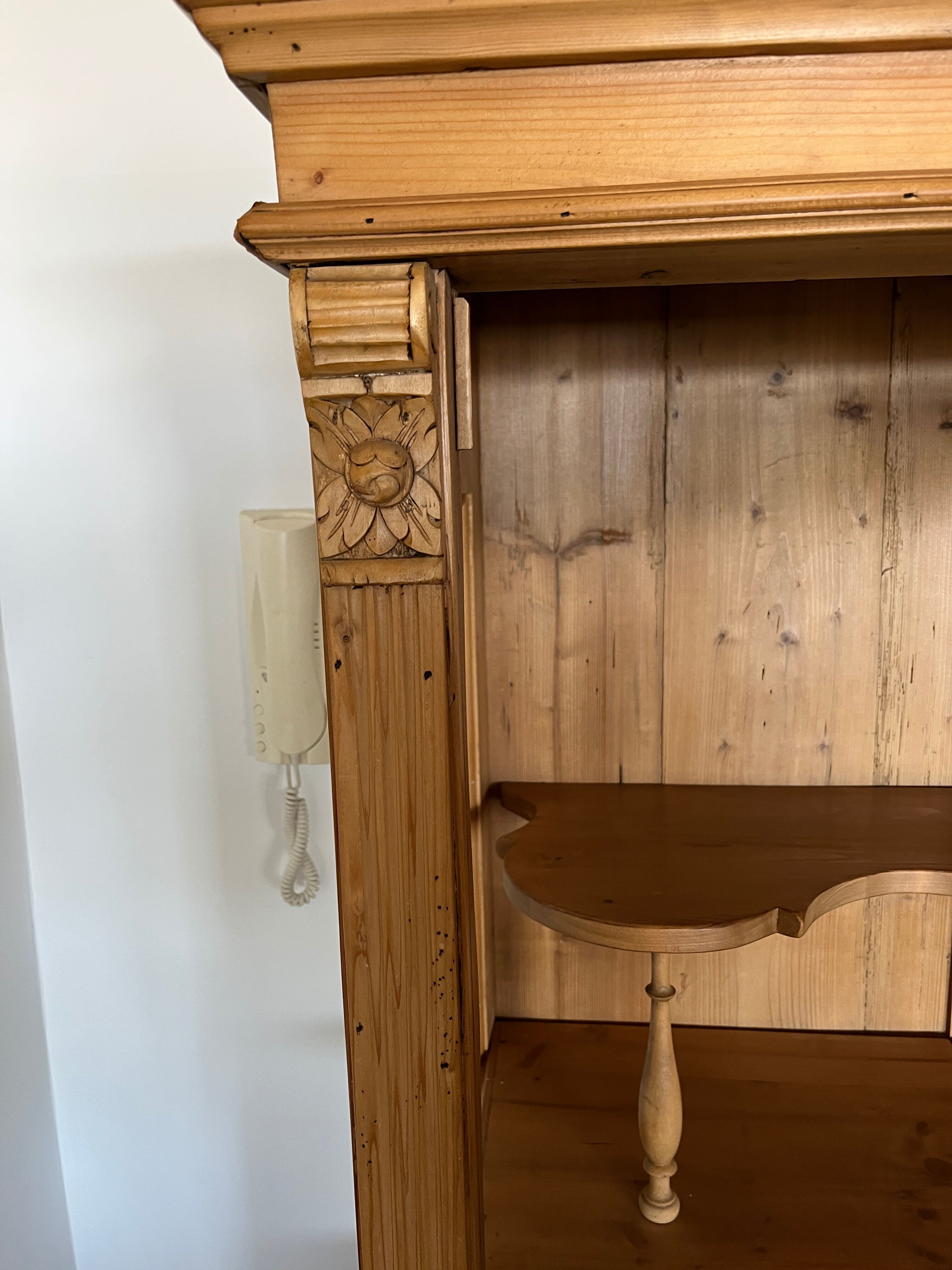 Biedermeier display case in soft wood