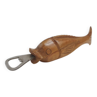 Vintage wooden fish bottle opener, 1970's