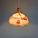 Suspension Art Déco en opaline marbrée, années 1920-30