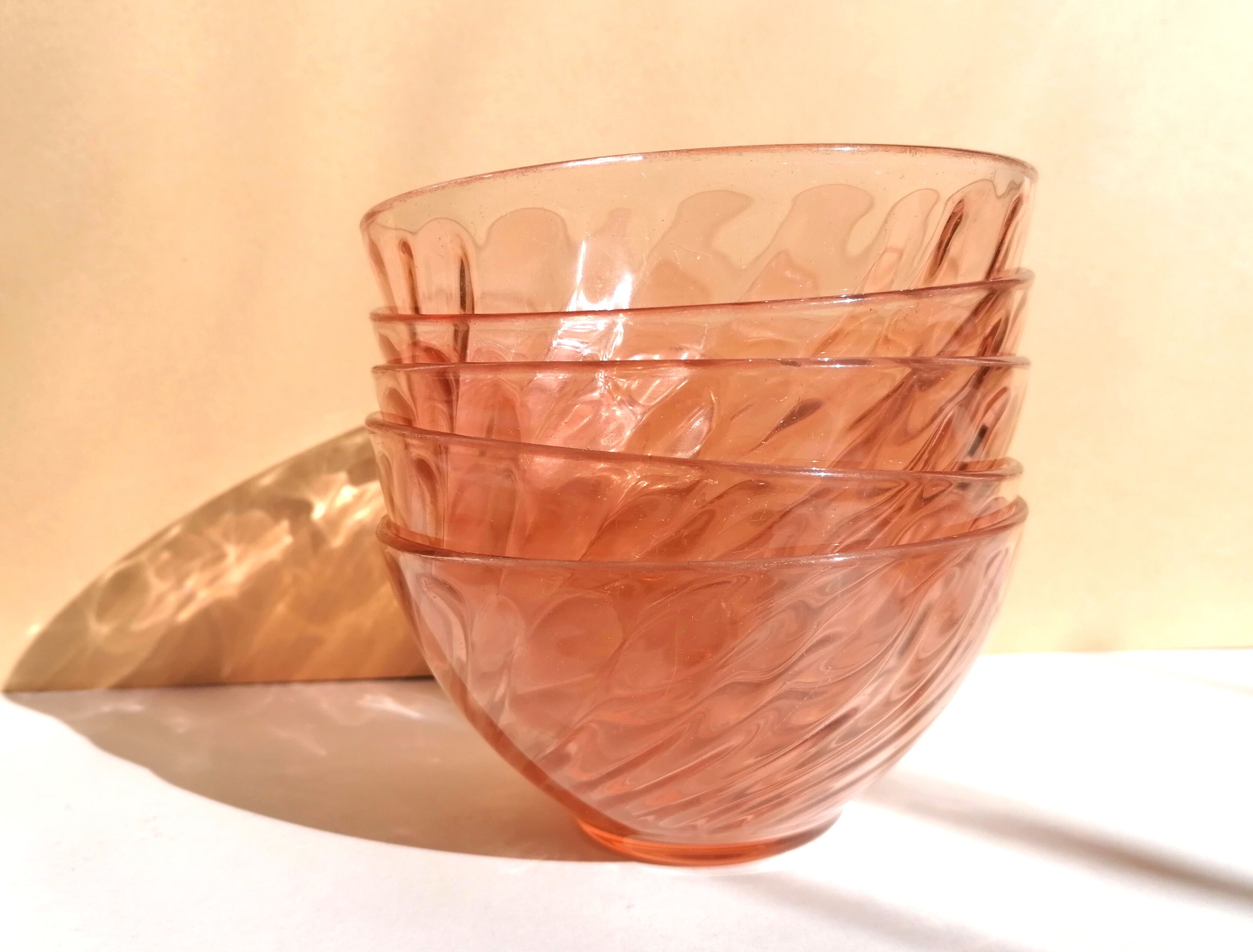 5 bols verre rose arcoroc rosaline