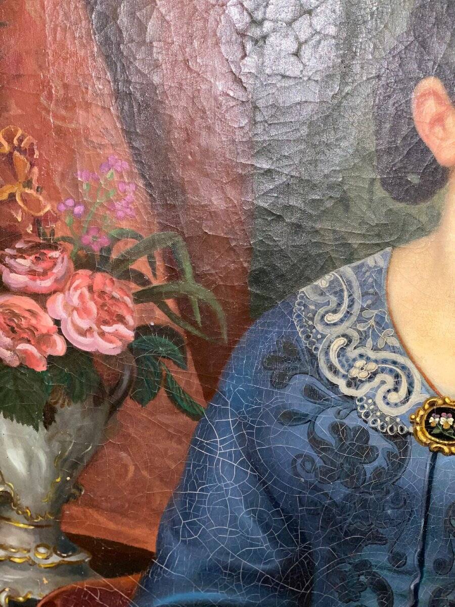 Oil painting on canvas, portrait. Biedermaier artist