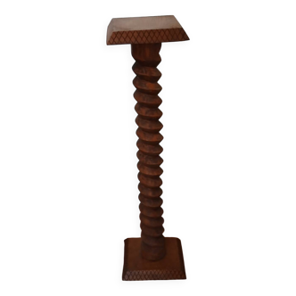 Vintage Column Stand - Carved Solid Wood - Art Deco Style