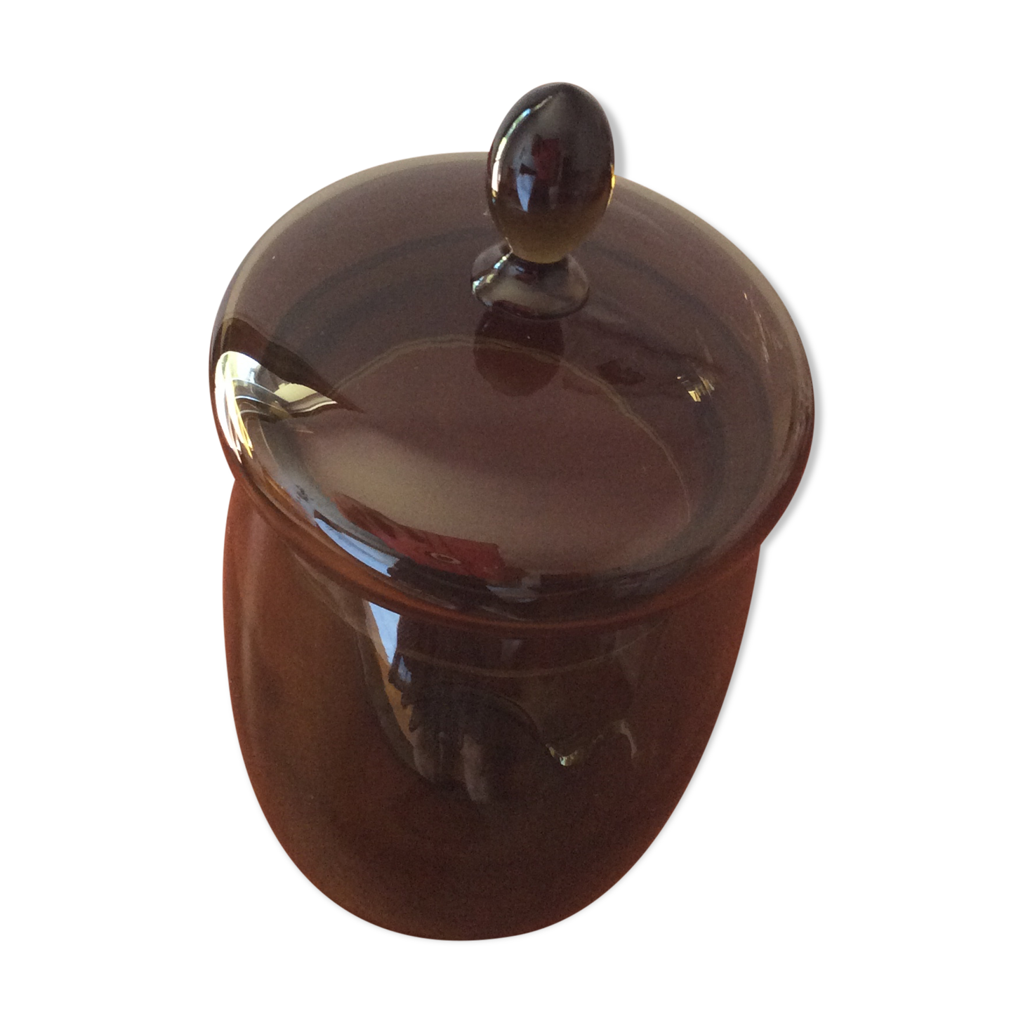 Thick glass jar smoked bronze with lid