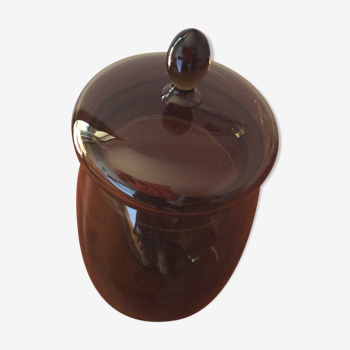 Pot en verre épais fumé bronze avec couvercle