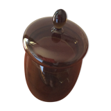 Thick glass jar smoked bronze with lid