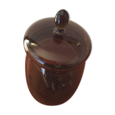 Thick glass jar smoked bronze with lid