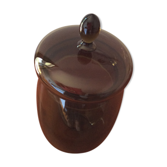 Thick glass jar smoked bronze with lid