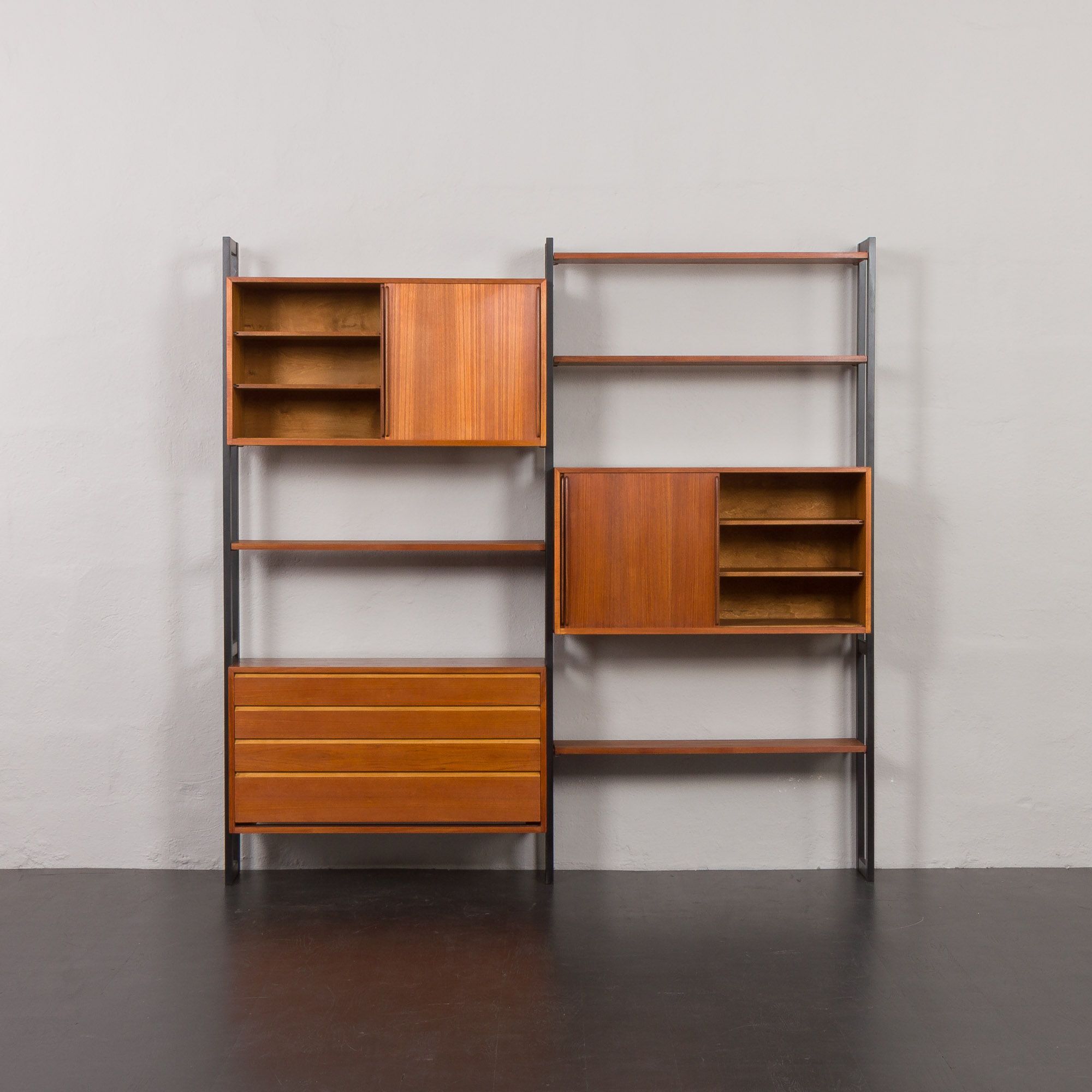 Scandinavian freestanding teak shelving unit by Ollie Borg for Asko Finland, Denmark, 1960s