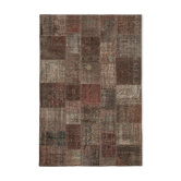 Tapis oriental vintage noué à la main 204 cm x 301 cm marron patchwork