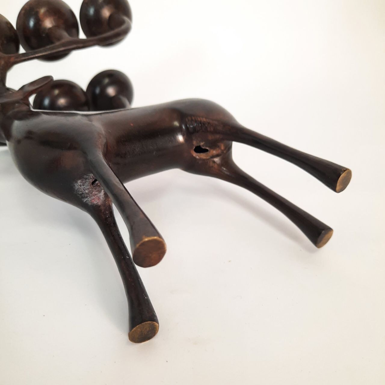 Pair of deer candle holders, bronzed brass