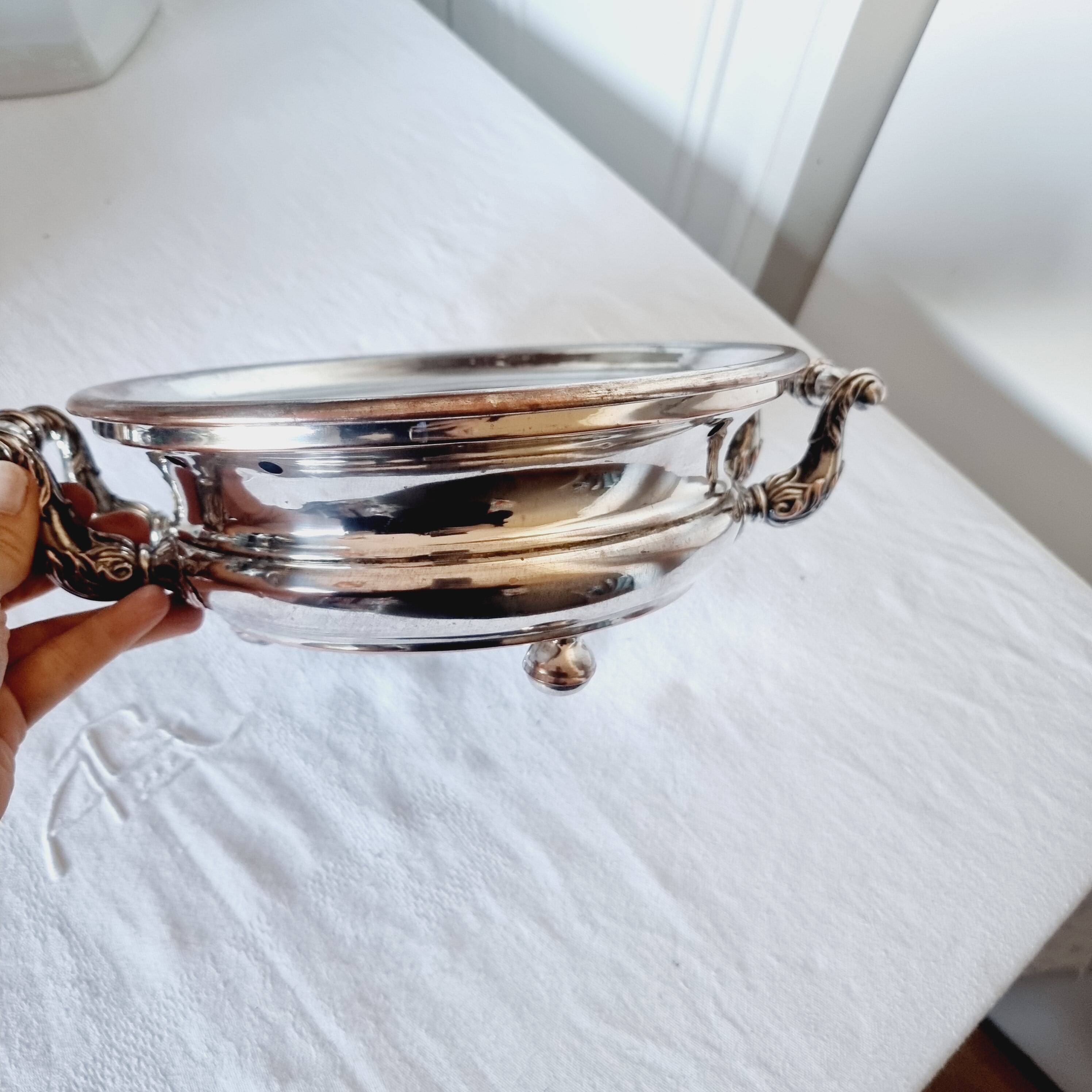 Antique 20th century silver plated baroque style plate warmer
