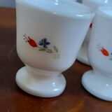 Coquetier glass arcopal france floral décor 70s - vintage