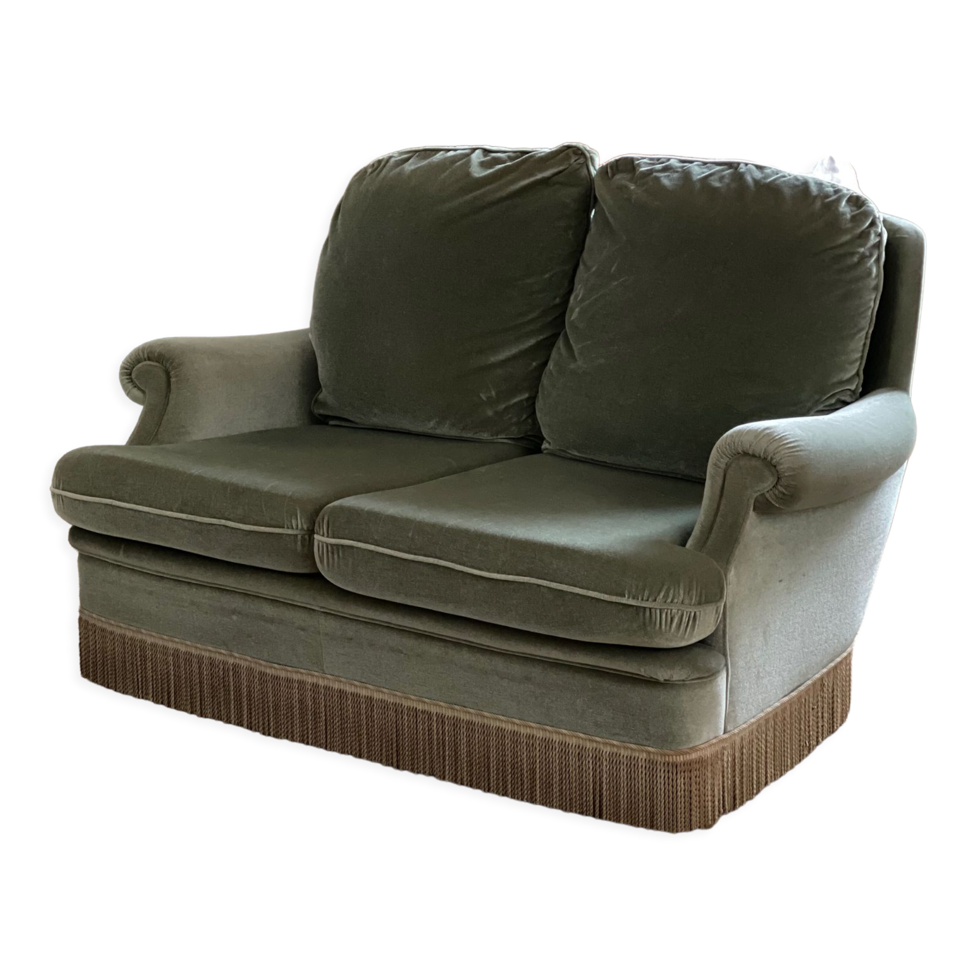 Sofa 2 places green velvet