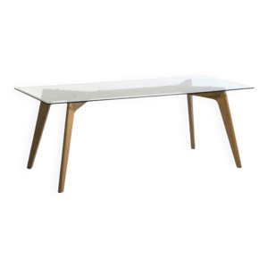 Table ampm noyer et verre