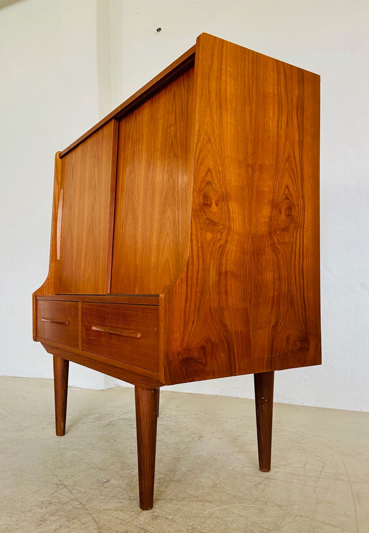 Vintage Danish mid-century teak bar cabinet 1960