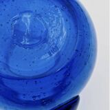 Blue bubble glass pitcher signed Biot