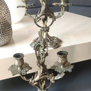 Pair of Candelabra in Louis XV/Rocaille Style, 2 lights. In gilded bronze, 19th century.