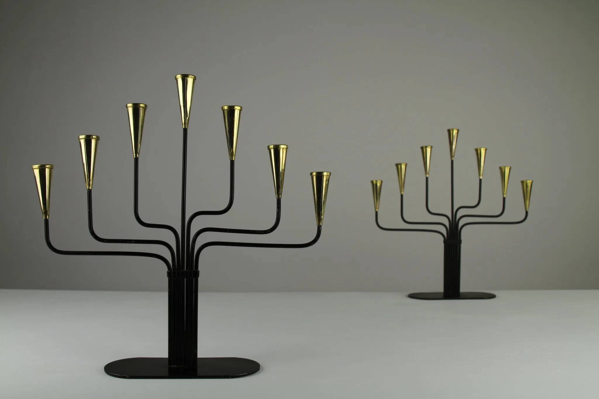 Pair of Seven-Candle Candelabras — Gunnar Ander for Ystad-Metall, Sweden, 1960s