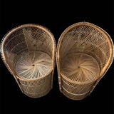 Pair of wicker rattan armchairs