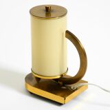 Rare and beautiful 1940s brass table lamp with opal glass shade