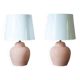 Pink ceramic lamps with methacrylate shades, 1980s, set of 2.