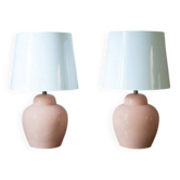 Lampes en céramique rose avec abat-jours en méthacrylate, années 1980, lot de 2