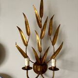 2-light leaf wall lights in gold metal