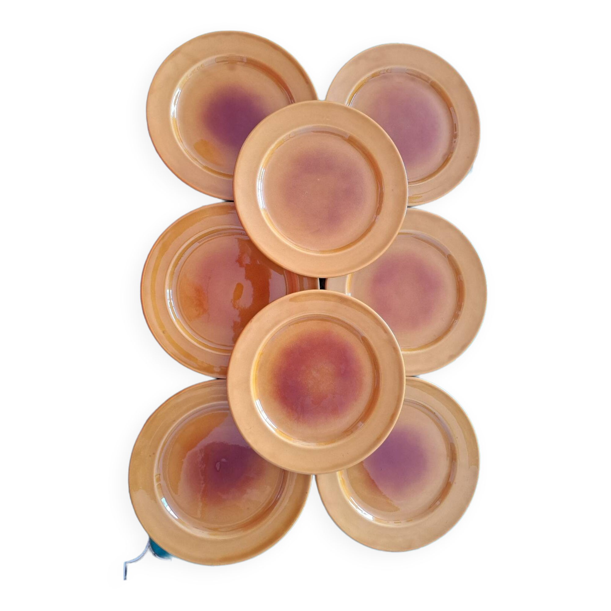 8 vintage mustard yellow ceramic plates