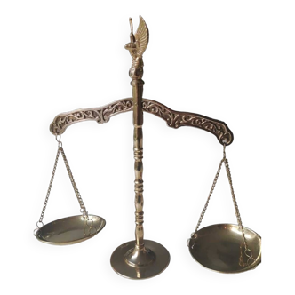 Decorative Scales of Justice/Trebuchet, Eagle in pediment, in polished brass
