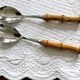 Serving cutlery with bamboo and stainless steel handles