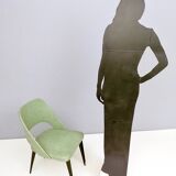 Pair of Vintage Green Skai Side Chairs with Ebonized Wood Legs, Italy