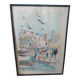HUCHET lithograph canvas - “Sailboats in Saint-Tropez” Original lithograph in colors
