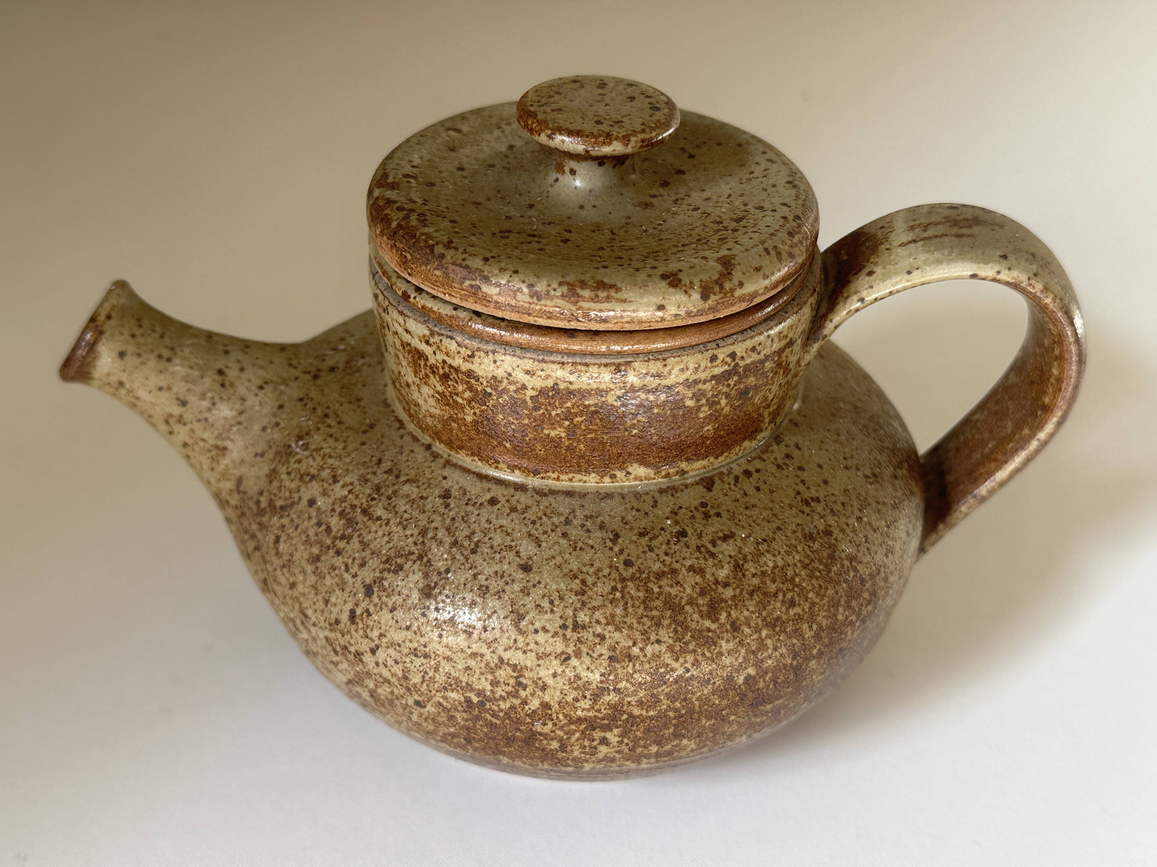 Vintage 60s signed stoneware teapot