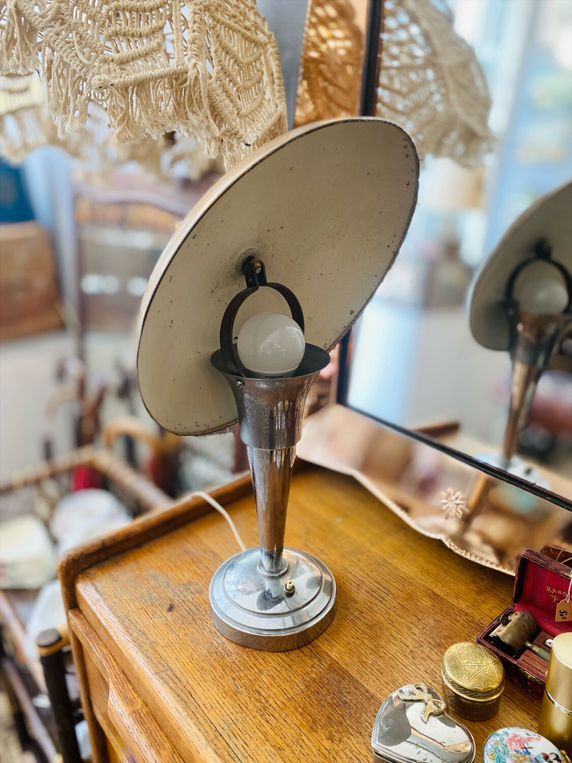 1950s metal mushroom lamp