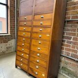 vintage industrial wooden drawer cabinet / archive cabinet