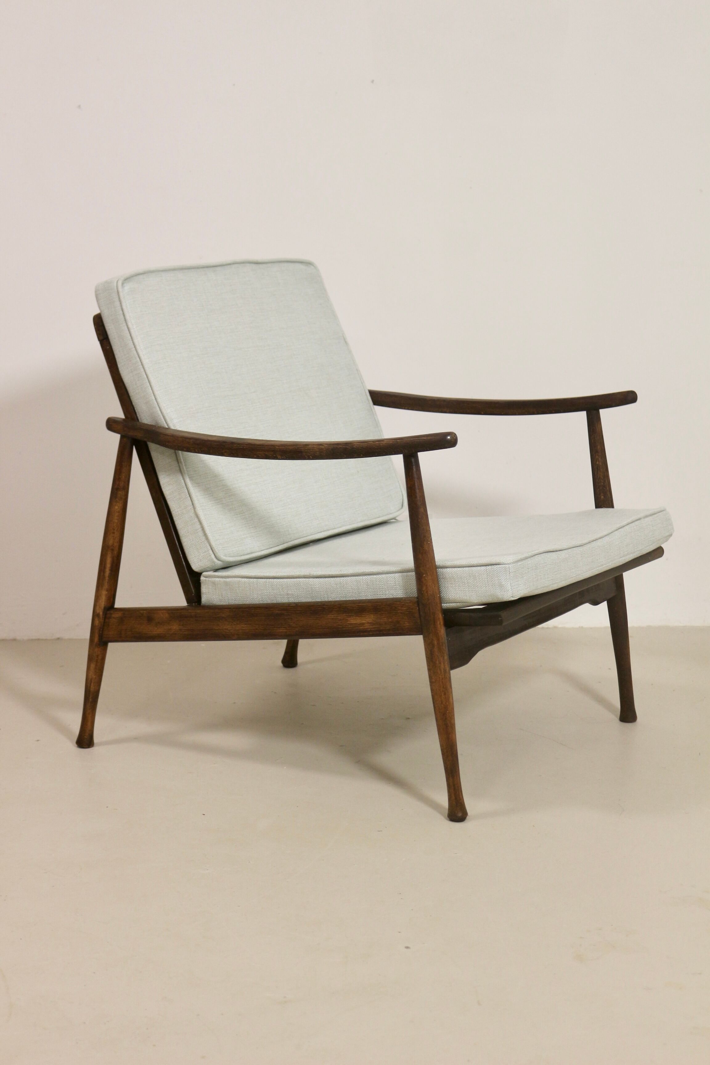 Scandinavian armchair 1960 curved armrests