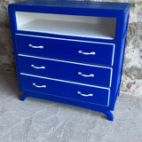 Blue and white mustache chest of drawers