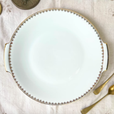 Golden white porcelain pie dish from Sologne Lamotte 6