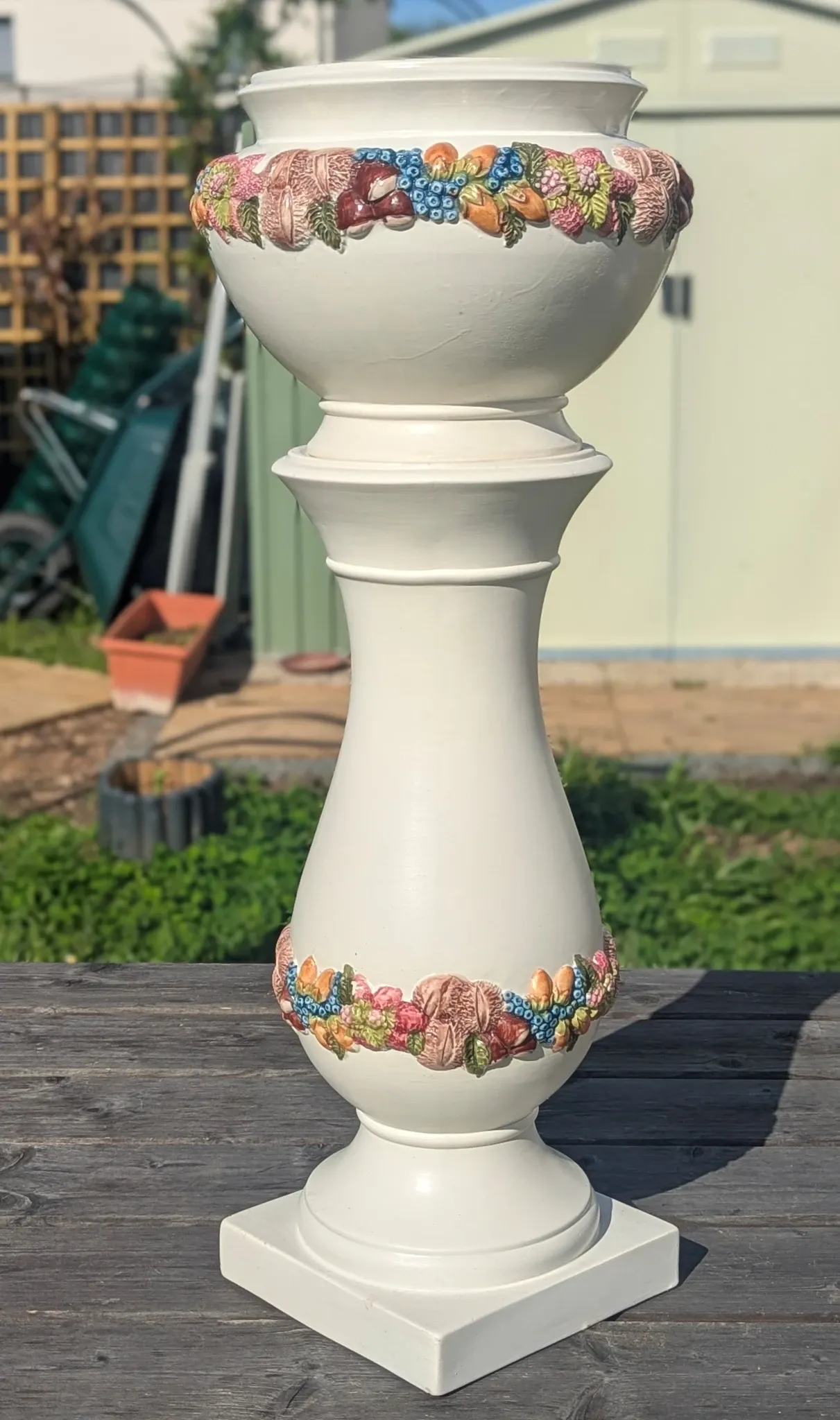 Large column vase holder with ceramic pot cache Belle Époque