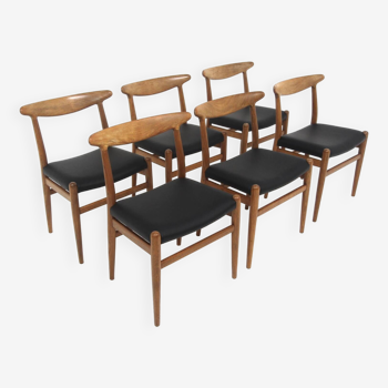 Set de 6 chaises "W2" en chêne, Hans J. Wegner, Carl Hansen & Søn, 1960