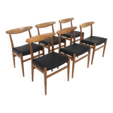 Set of 6 "W2" oak chairs, Hans J. Wegner, Carl Hansen & Søn, 1960s