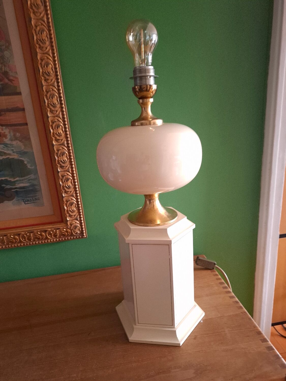 1980s lacquered metal lamp, the Dolphin