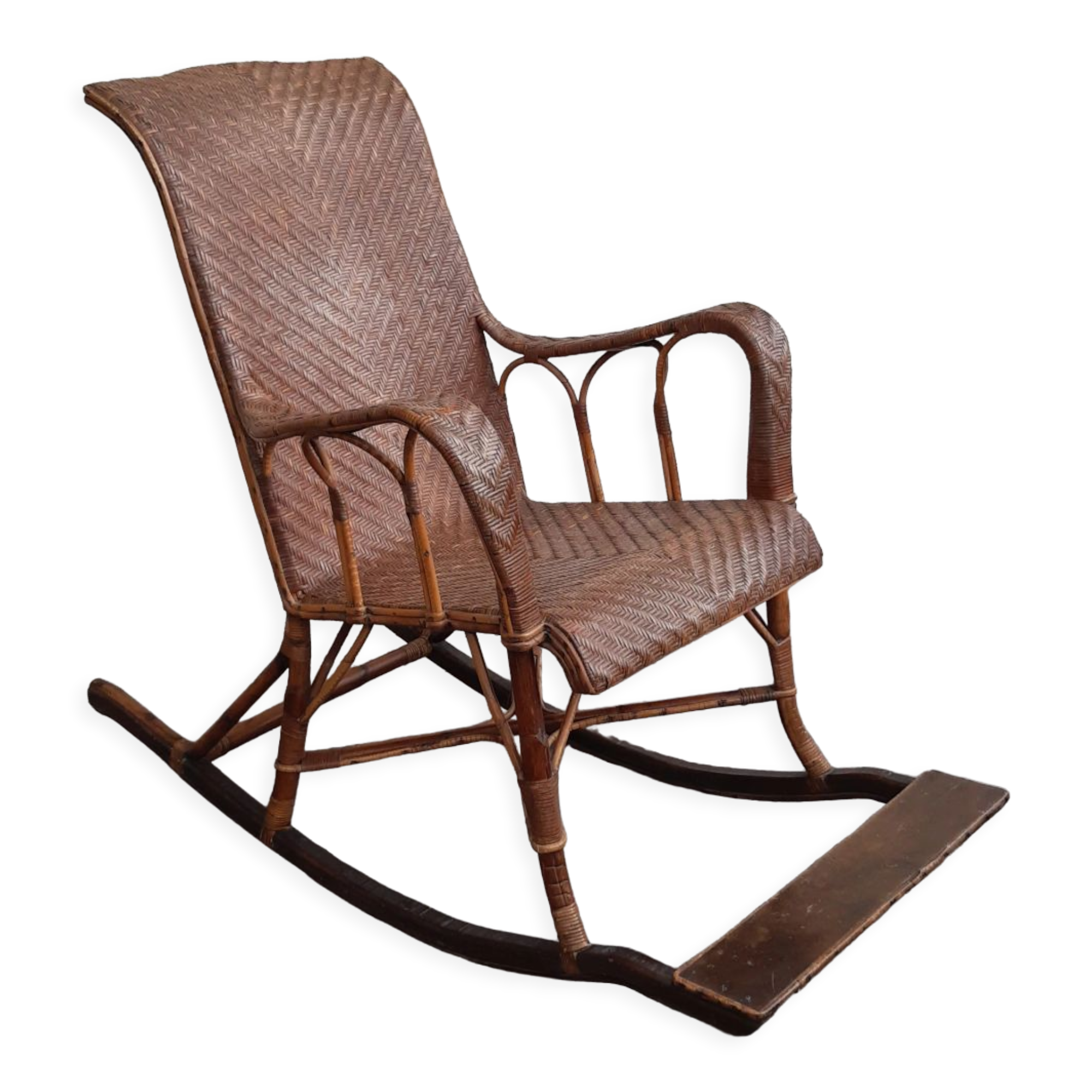Rocking chair rotin et bois