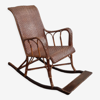 Rocking chair rotin et bois