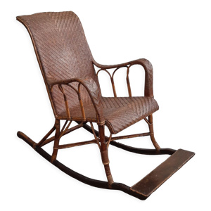Rocking chair rotin et bois