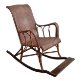Rocking chair rotin et bois