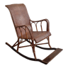 Rattan and wood rocking chair
