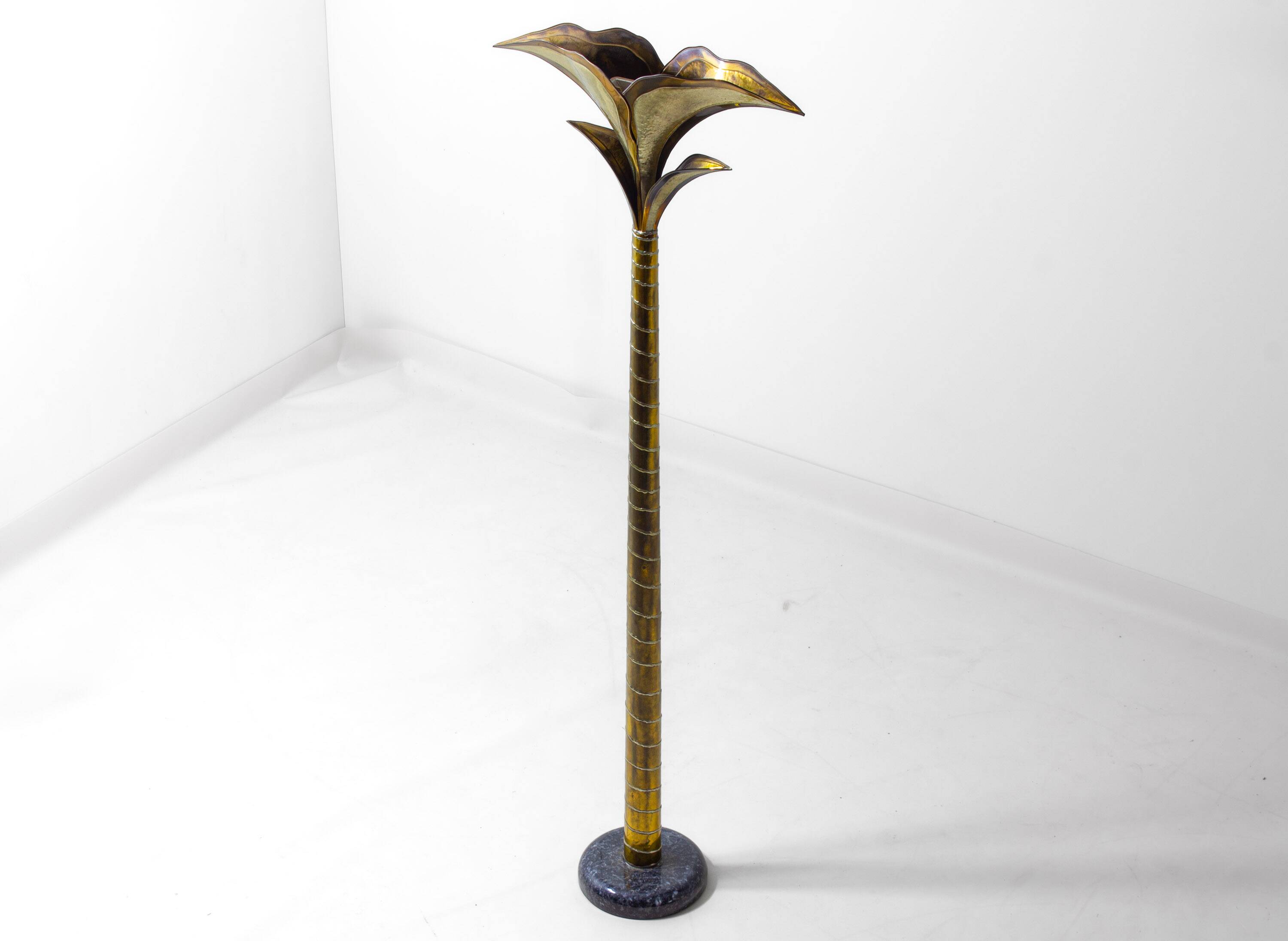 Rare brass palm floor lamp by Henri Fernandez, 1970s